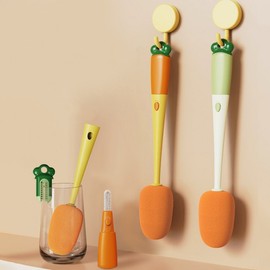 3-in-1 Carrot Tumbler, Cup, and Baby Bottle Cleaning Brush Bottle Cleaning Brush Green 3ea