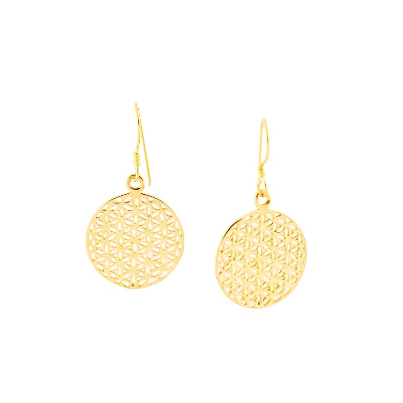 WINDALF SVALA Earrings 3.5 cm The Flower of Life Bronze,