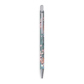 Vera Bradley Black Ink Ballpoint Pen with Gift Box, Green Metal Pen Accepts Standard Refills, Sunlit Garden Greek Sage