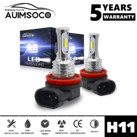 AUIMSOCO H11 LED Headlight Super Bright Bulbs Kit White 6000K 330000LM HIGH/LOW BEAM