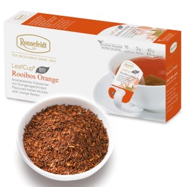 Ronnefeldt LeafCup Rooibos Orange BIO Organic Loose Leaf Tea - Best Red Herbal Infusion Chai - Natural Pure Relaxing Detox South African Decaf Bags - 15 Individually Wrapped Caffeine Free Hot Bag
