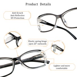LifeArt 5 Pairs Reading Glasses, Blue Light Blocking Glasses, Computer Reading Glasses for Men and Women, Fashion Eyewear Frame (5 Black, +3.25 Magnification)