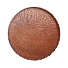 Wooden Tray, Stylish, Wooden Tray, Bon Tray, Round Tray, Wooden Tray, Natural Stack, Lacquered Tea Tools, Cafe Tray, Set Meal Tray, Commercial Tray, Fashionable, Diameter 11.8 inches (30 cm), Brown