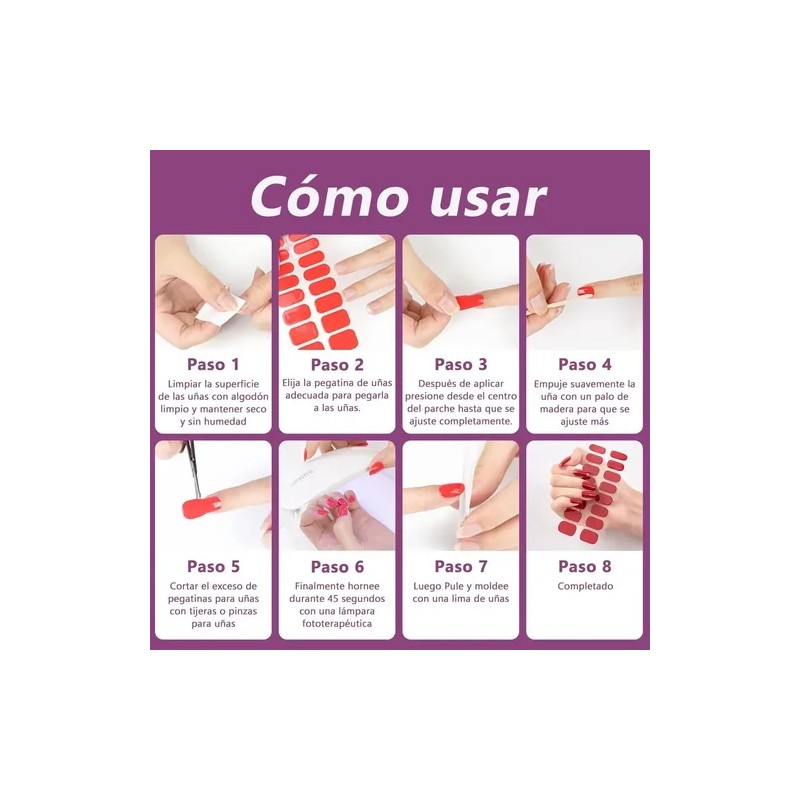 Hojas Pegatinas Uñas Gel Envoltura Completa Pegatizas 3 Pcs