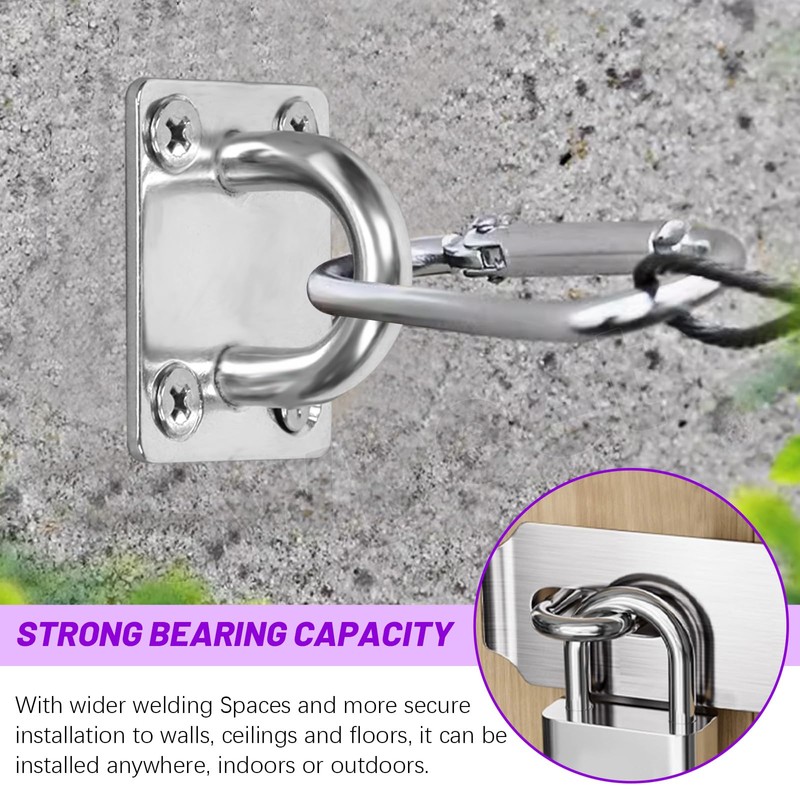 Swpeet 4pcs M8 304 Stainless Steel Silver Square Pad Eye