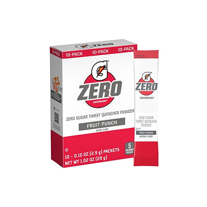 Gatorade G Zero Powder, Fruit Punch, 0.10 oz Packets (10