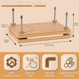 JUPEAN Bookbinding Kit, Book Binding Kits, Book Press, 7.9”x11.6”, Book Binding Tools Book Binding Supplies with Wooden Binding Press Book Cover Book Board Bone Folder Awl Binding Strap for DIY