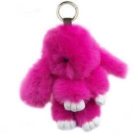 Xsclpomddy Cute Large Plush Rabbit Keyring Plush Bunny 7 in Keyring Pom Poms Bag Pendant Handbag Car Key Decoration, rose