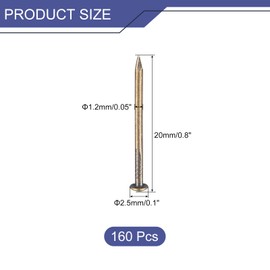 sourcing map 160 Pcs Small Tiny Nails 1.2mmx20mm(DXL) Tiny Brass Nails Hardware Nails Small Nail for Wooden DIY Decorative Boxes Household Accessories, Bronze Tone
