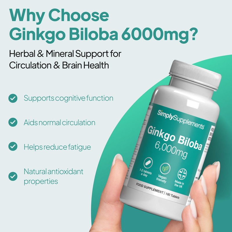 Ginkgo Biloba 6,000mg | with Added Iron | Supports Cognitive