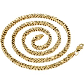 NOBYLO Mens Solid Stainless Steel Franco Chain 2.5MM 4MM 14K Gold Plated Franco Necklace Bracelet For Men Women 18''-24'', 18 inches, Stainless Steel, no stone