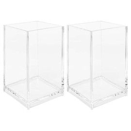 2 Piezas Titular De La Pluma De Acrílico Portalápices Transparente Titular De Papelería Lápiz Marker Bote De Almacenamiento Estacionario Bolsa De Almacenamiento Cosmético Oficina