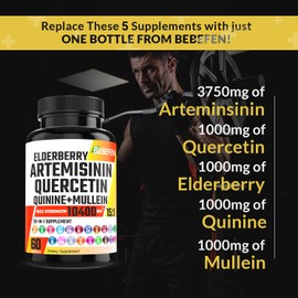 𝐀𝐫𝐭𝐞𝐦𝐢𝐬𝐢𝐧𝐢𝐧 𝟑𝟕𝟓𝟎𝐦𝐠 Quercetin 1000mg Elderberry 1000mg Supplement with Sea Moss Ashwagandha - Support Immune Boost, Digestive - Artemisinin Capsules Quercetin Pills Elderberry Caps
