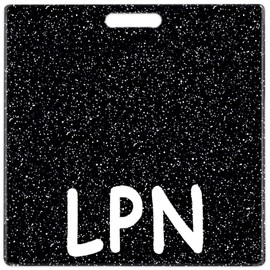 Abamilaka Glitter LPN Badge Buddy Card Holder Black Acrylic Horizontal Badge Reel Buddies Coworker Nursing Accessories Nurse Gifts for Women Bling Identification Tags ID Name Cards