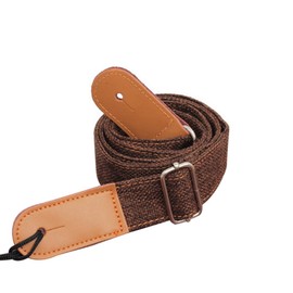 ROSENICE Ukulele Strap Country Style Cotton Strap with Leather Ends Carrying Strap for Ukulele Bass Small Guitar (Coffee)