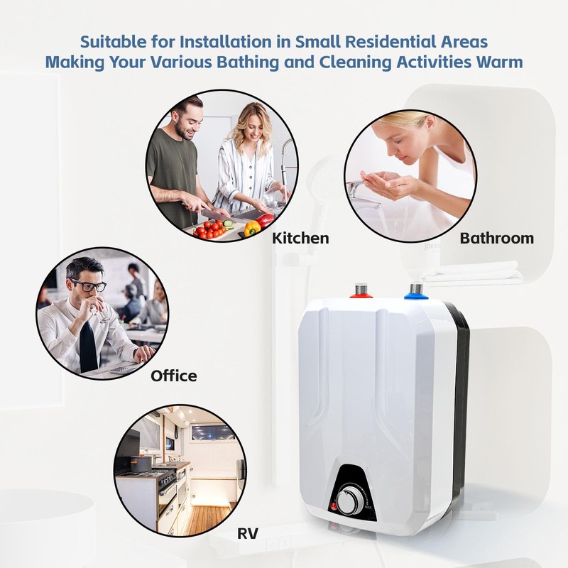 Tankless Electric Water Heater 1500W, 1.59Gal Under Sink Hot Water