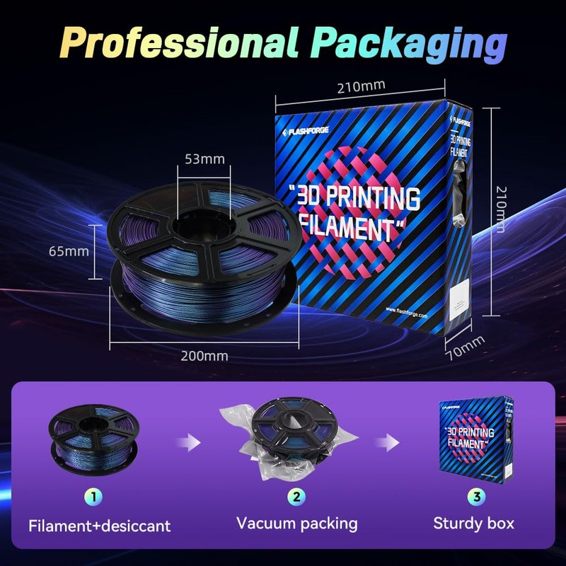 FLASHFORGE Gradient HS PLA 3D Printer Filament (Burnt Titanium&Nebula Purple)