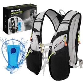 RISEMART Running Vest for Men and Women, Hydration Backpack, Running Vest, Running, Adjustable Chest Straps, Ultralight Running Backpack for Marathon, Jogging, Cycling, Camping, Hiking