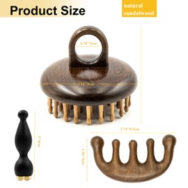 OMTRS Wooden Scalp Massager 3 Set, Sandalwood Head Massage Comb for Hair Growth Wooden Gua Sha Tool for Eye, Hair Scalp Massage Tools