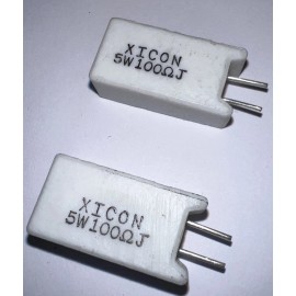 Xicon 100 Ohm 5 Watt Radial Ceramic Cement Power Resistor  XICON Pack Of (2) 5W 100J