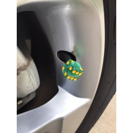 Unbranded 2X Green Pearl Yellow Dots Dice Valve Stem Cap Auto Car Truck Bike Motorcycle