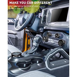 Savadicar Savadicar CKT01 Billet Aluminum Control Knob Trim Sets, Headlight/4WD/HVAC Climate Control Knob Ring Bezels, Air Conditioner/Radio Switch Cover for 2021-2024 Ford Bronco, Interior Accessories, Black