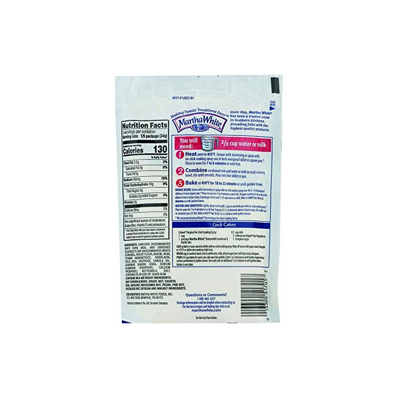 Martha White Buttermilk Cornbread and Muffin Mix, 6 Ounce (Pack