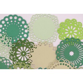 Small Tiny Doilies 12 pc Green Paper Die Cut Scrapbook Embellishment Cardmaking