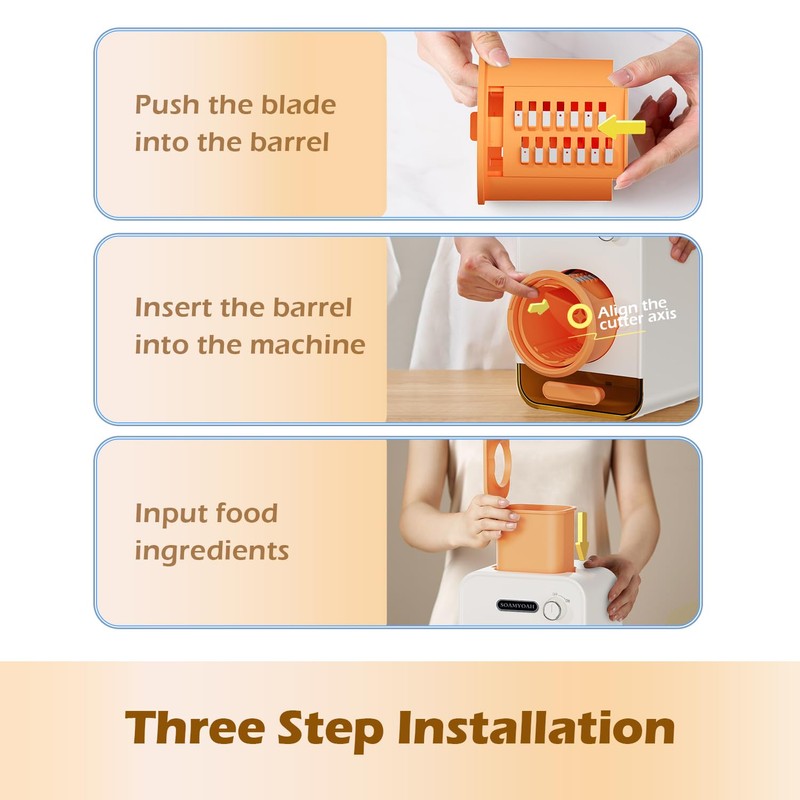 Electric Cheese Grater with 3 Set Blades, Automatic Efficient Slicer