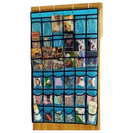 NIMES Hanging Closet Underwear Sock Jewelry Storage Over The Door Classroom Cell Phone Calculator Organizer 36 Clear Pockets (Blue)