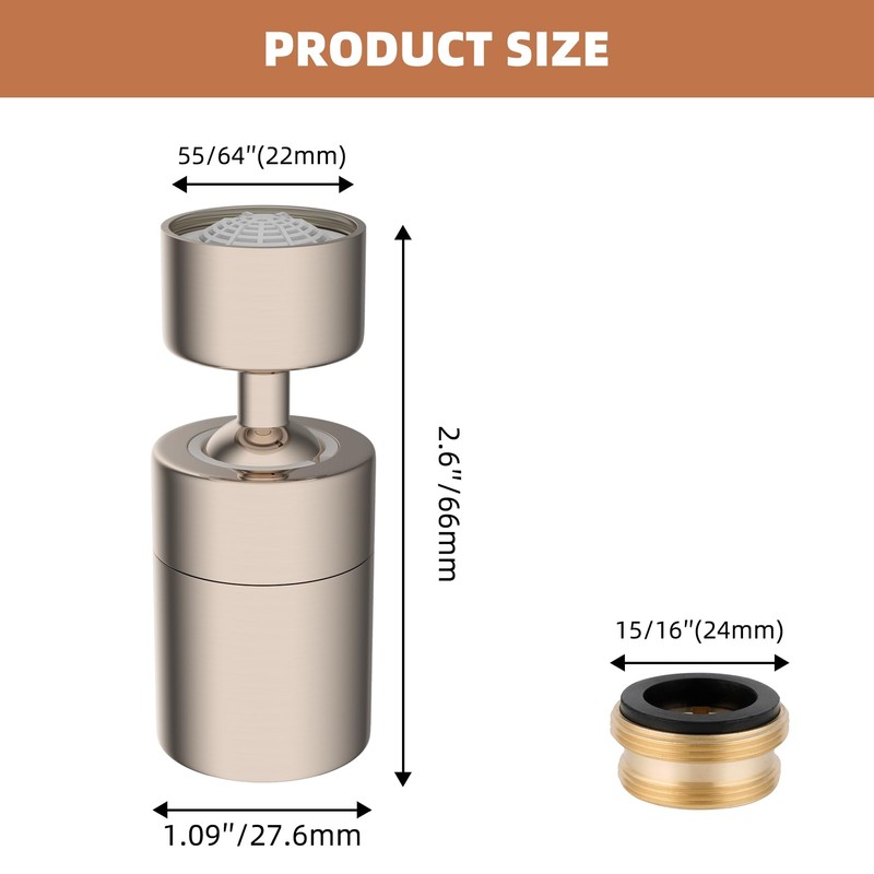Hibbent Dual-function NSF/ANSI/CAN 61 Certified Faucet Aerator, CUPC Certification Rotate