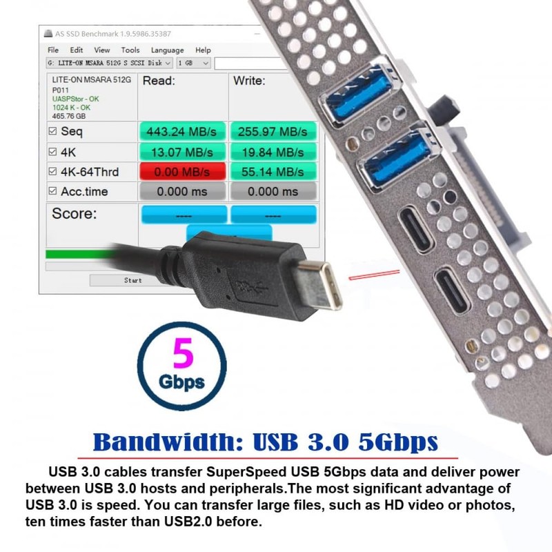 CY Card USB3.1 Gen1 5Gbps Dual Type-A and Type-C USB-C