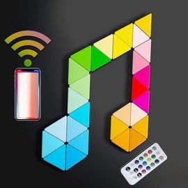 Koozam Smart Wall LED 18 Light Panels | Create Customized Art Wall Decor & Watch As The Sound Activated Tiles Change Color with Music | WiFi Lighting Lamp Kit Compatible with Alexa Google Home