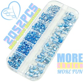 qiipii 1802Pcs Light Blue Nail Rhinestones Baby Blue Gems for Nails 72 Multi Shapes K9 Glass Big Diamonds +1730 Flatback Round Beads Stones Crystals Jewels Nail Art Charms for Nails Faces Eyes Makeup