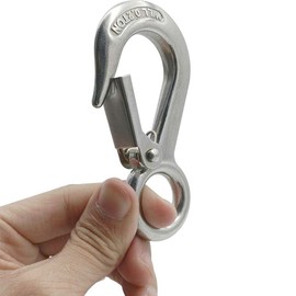 KtbeYTi Pack of 2 304 Stainless Steel Lifting Hooks, Crane Hooks, Forestry Hooks, Load Hooks with Locking for Winch, Crane, Forestry Chains, Working Load 200 kg