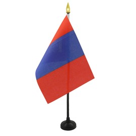 AZ FLAG MONGOLIA TABLE FLAG 4'' x 6'' - MONGOLIAN DESK FLAG 15 x 10 cm - golden spear top