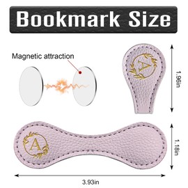 Estivaux Leather Magnetic Bookmarks for Women Men, Capital Letters Bookmark Monogram Book Marker Clip with Gold Initials Purple Leather Bookmark Charm for Book Lover Readers (Letter A)