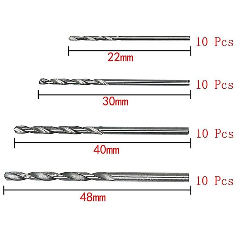 Mircube 40 Pieces 0.5mm-2.0mm Straight Shank Mini Drill Bit Set