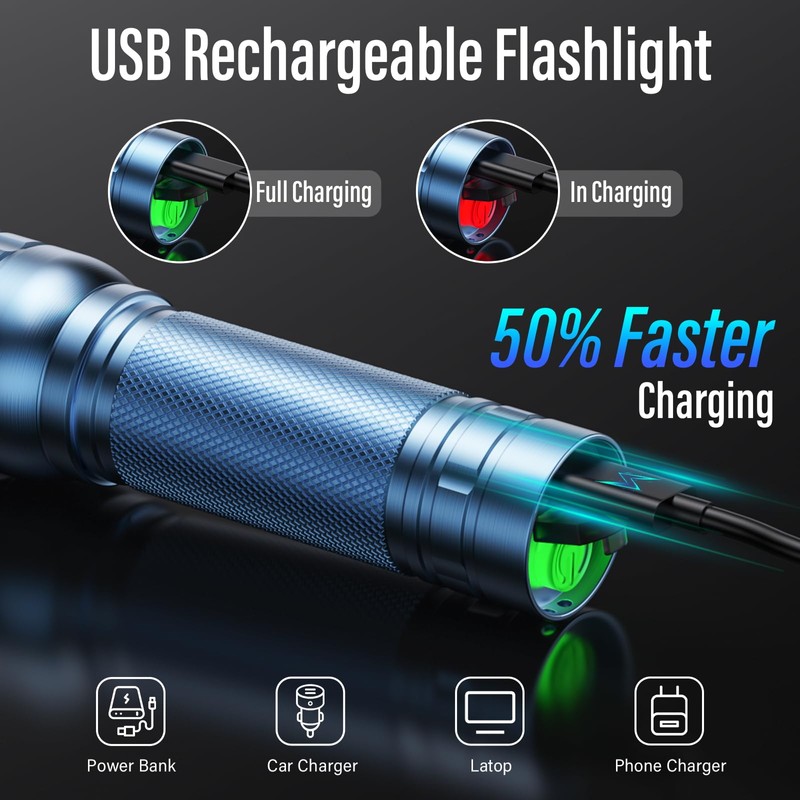 RECHOO Rechargeable Flashlights High Lumens, Super Bright Flash Light 2