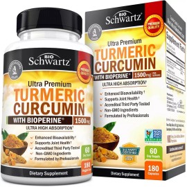 BioSchwartz Turmeric Curcumin with Black Pepper Extract 1500mg High Absorption Potent, 180ct