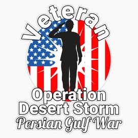 HOF Trading Veteran Operation Desert Storm Persian Gulf War Vinyl Sticker Waterproof Decal Laptop Wall Window Bumper Sticker 5"