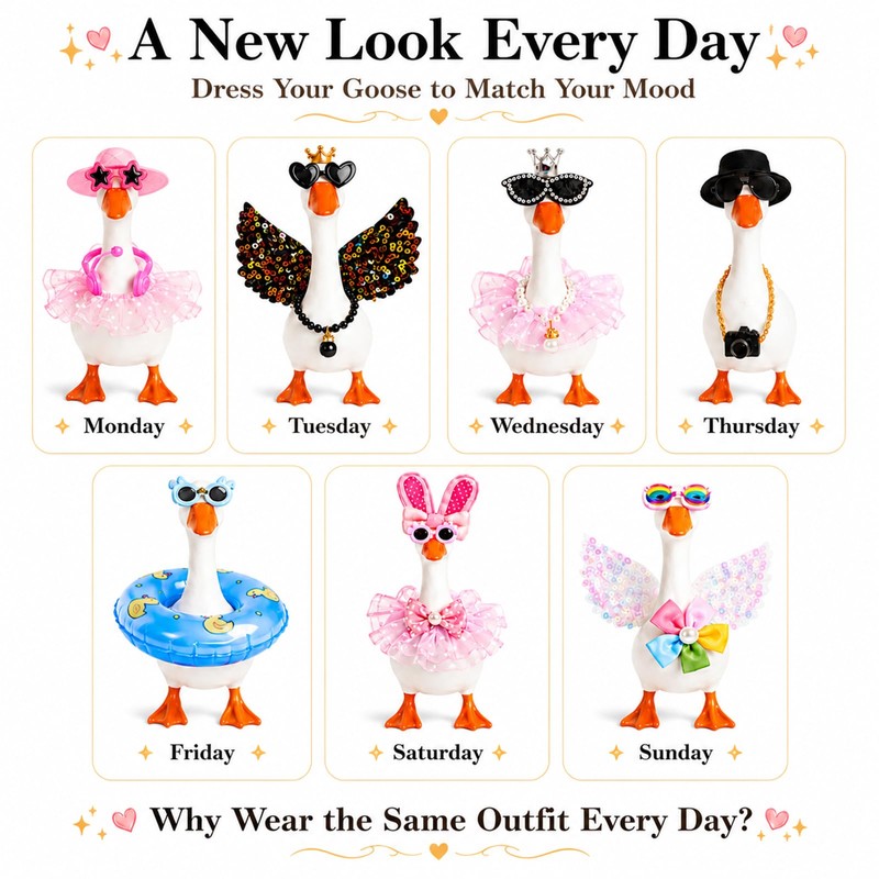 7-Inch Porch Goose Accessories, Mini Desk Goose Outfits for Goose