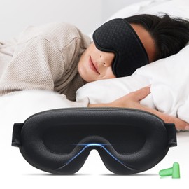 Aosun Sleep Mask for Women and Men, 2024 Upgrade Blindfold, 3D Sleeping Mask, 100% Light Blocking Eye Mask with Earplugs