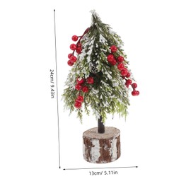 iplusmile Tabletop Mini Christmas Tree with Pinecones and Berries Small Festive Tree for Office Desk and Holiday Decorations Compact Plastic and Wood Design for Cheerful Home Decor