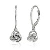 Sterling Silver Polished Love Knot Ball Leverback Dangle Earrings for