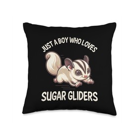 Just a Boy Who Loves Sugar Gliders Funny Birthday Kids Throw Pillow
