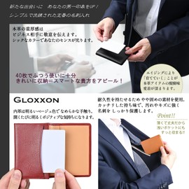 GLOXXON Business Card Holder, Men's, Women's, Genuine Leather, Two-tone, Large Capacity, Card Case, Camel