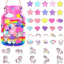 Treela Unicorn Reward Mason Jar for Kids Bulletin Board Reward Chart Set Toddlers Potty Training Mason Jar Positive Behavior Chart for Classroom Decor Responsibility Management Tool (7.87 x 4.72 Inch)