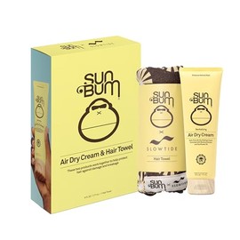 Sun Bum Revitalizing Air Dry Cream and Slowtide Microfiber Hair Towel Kit - Helps Cut Drying Time and Prevents Frizz - Styling Cream with Banana Extra