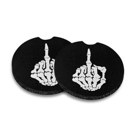 Yuuxorilu Skeleton Show Middle Fingernail Absorbent Car Coasters 2 Pack for Cup Holders 2 Pack Car Cup Holder Coaster Automotive Accessories Interior Decor Decorations for Women